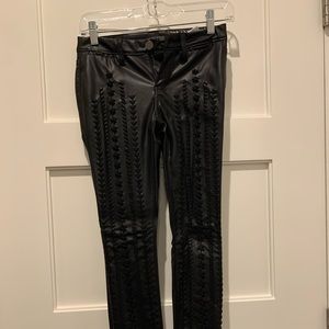 Blank denim faux leather pants